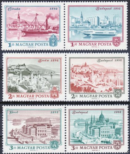 Венгрия 1972 г. №2805-2810 100 лет объединению Пешта, Буды и Обуды, серия