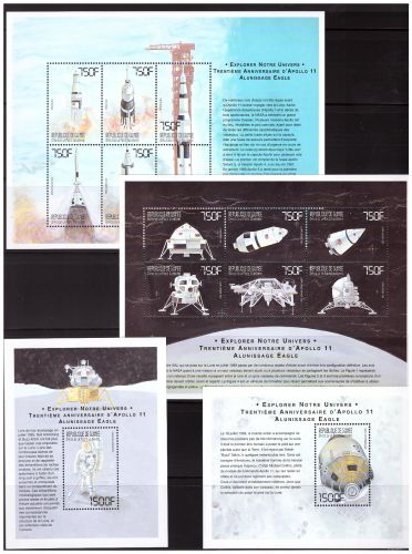 Гвинея 1999 г. Космос 30-летие Аполлон-11, 2 блока+2 МЛ