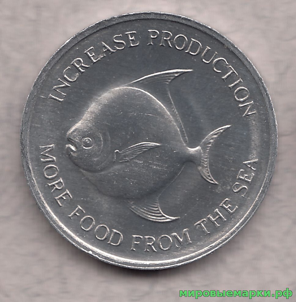 Сингапур 1971 г. 5 центов Рыба, UNC(мешковые)