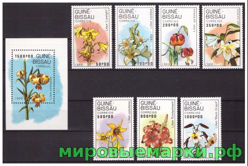 Гвинея-Бисау 1989 г. Флора Цветы, серия+блок