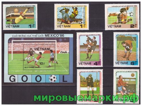 Вьетнам 1985 г. Спорт Футбол ЧМ-86, серия+блок