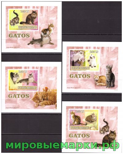 Гвинея-Бисау 2007 г. № 3586-3589 Фауна. Кошки. 4 люкс-блока