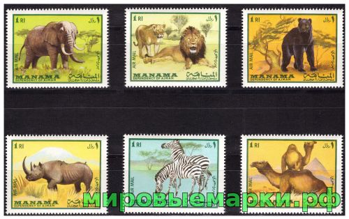 Манама(Аджман) 1969 г. № 177-182 Фауна. Дикие животные. Серия
