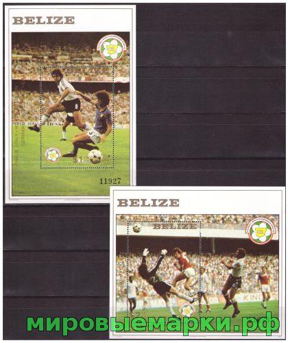 Белиз 1982 г. № 694-695(блоки 55, 56) Спорт. Футбол. Чемпионат мира(Испания). 2 блока
