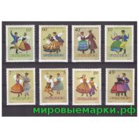 Польша 1969 г. № 1951-1958 Национальные костюмы. Танцы. Серия