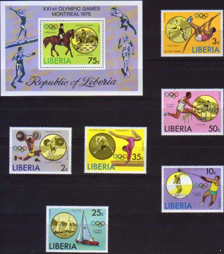 Либерия Олимпиада-76 летняя, серия+блок