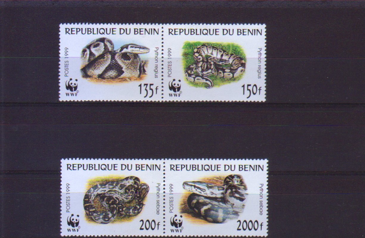 Бенин 1999 г. Фауна WWF Змеи, серия