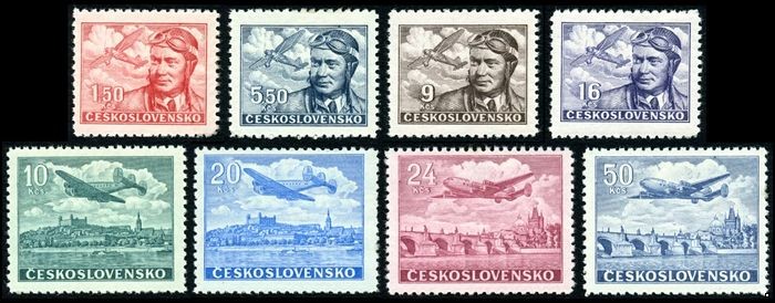 Чехословакия 1946. 493-500. Авиапочта. Серия 8 марок.