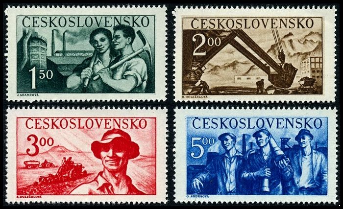 Чехословакия 1950. 614-617. 5-я годовщина (2-й выпуск). Серия 4 марки.
