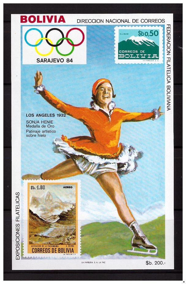 Боливия 1983 г. Олимпиада-84 зимняя, блок
