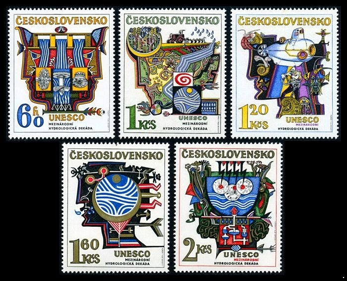 Чехословакия 1974. 2195-2199. Международная гидрологическая декада. ЮНЕСКО. Серия 5 марок.