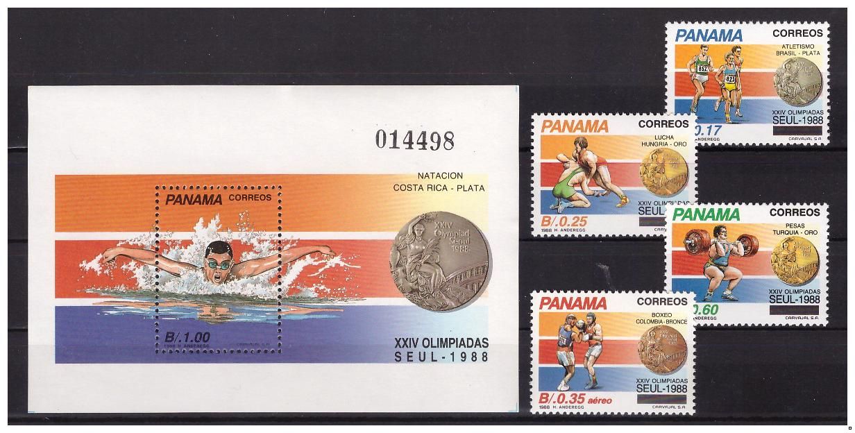 Панама 1989 г. Олимпиада-88 летняя, серия+блок