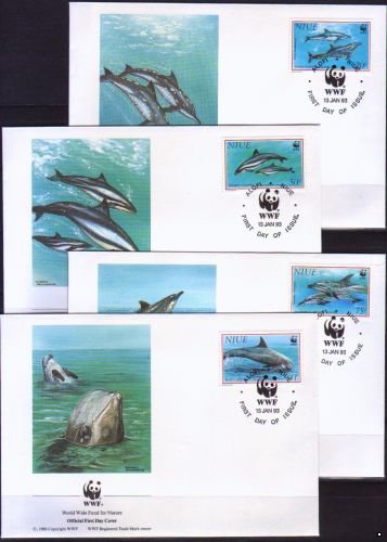 Ниуэ 1993 г. Фауна WWF Дельфины, 4 КПД