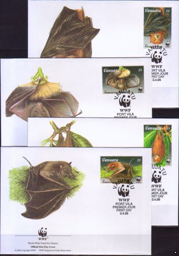 Вануату 1996 г. Фауна WWF Длиннохвостый крылан, 4 КПД