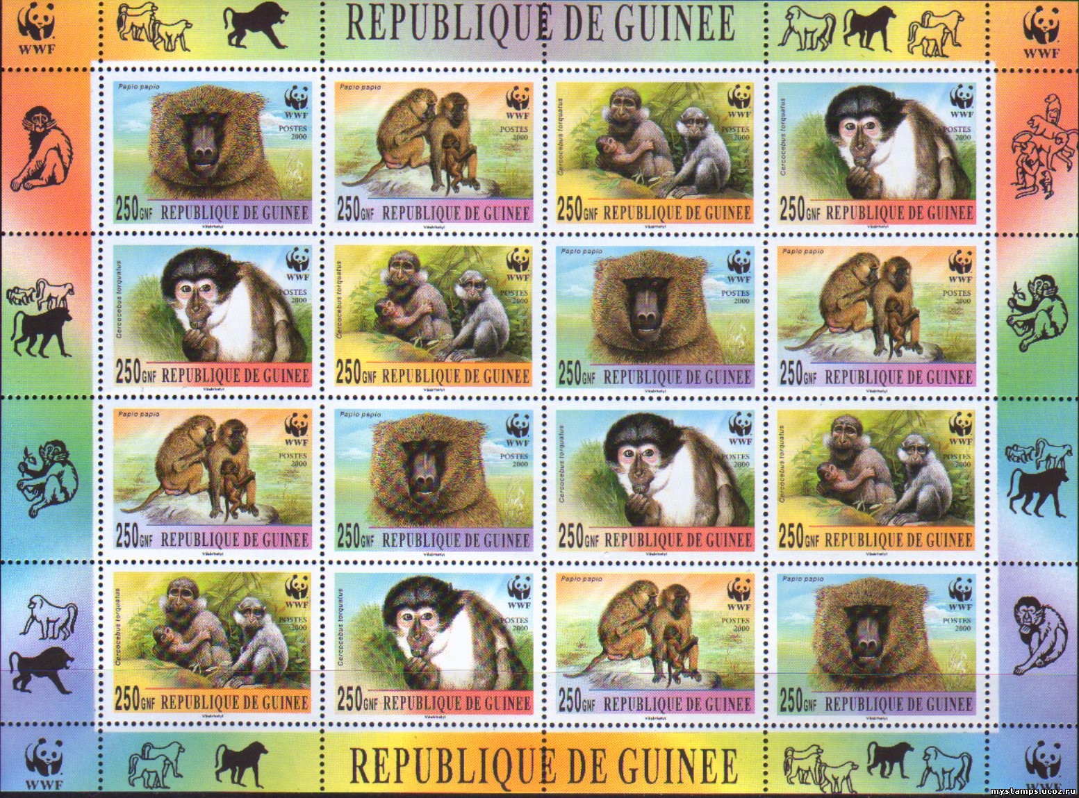 Гвинея 2000 г. Обезьяны WWF, МЛ