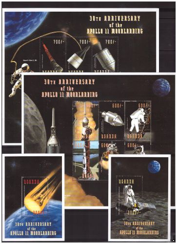 Уганда 1999 г. Космос 30 лет первому полёту на Луну, 2 МЛ+2 блока