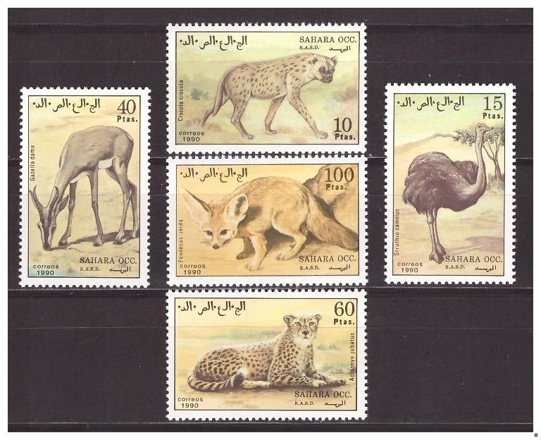 Западная Сахара(САДР) 1990 г. Фауна Африки, серия 5 марок