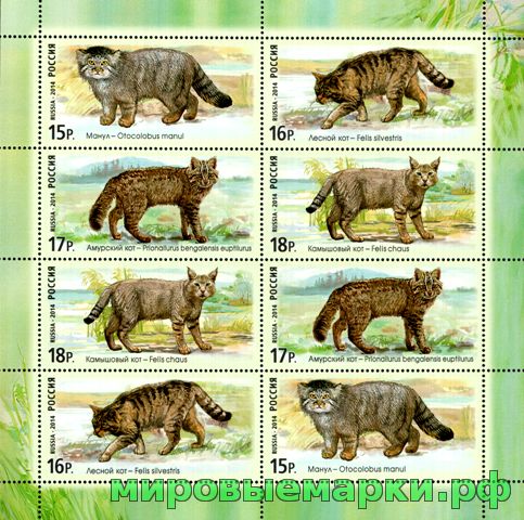 Россия 2014 г. № 1846-1849 Дикие кошки. МЛУФ