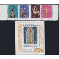 Венгрия 1977 г. №3209-3212, 3213 День почтовой марки -Сокровища искусства, серия(сцепка)+блок
