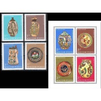Венгрия 1968 г. №2443-2446, 2447-2450 Деь почтовой марки, Шедевры венгерсого гончарного искусства, серия+блок