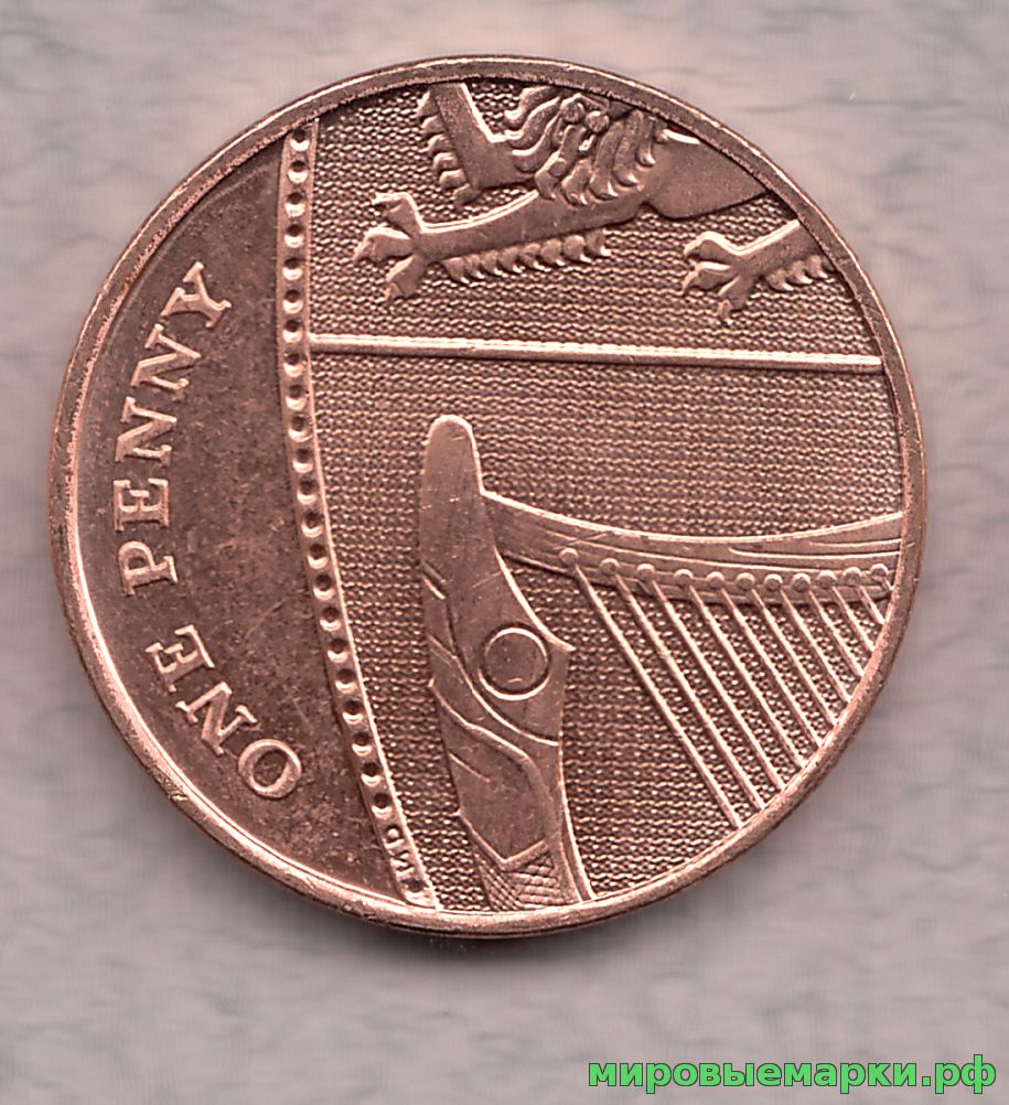 Великобритания 2010 г. 1 пенни, UNC(мешковые)