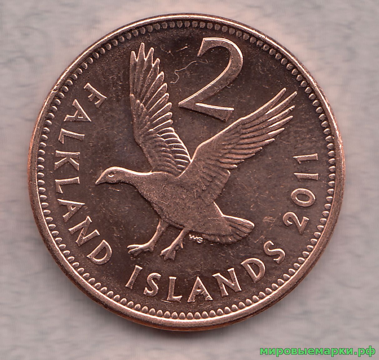 Фолклендские острова 2011 г. 2 пенса, UNC(мешковые)