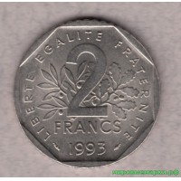 Франция 1993 г. 2 франка, UNC(мешковые)