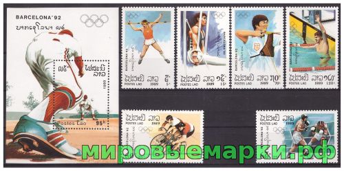 Лаос 1989 г. Спорт Олимпиада-92 летняя, серия+блок