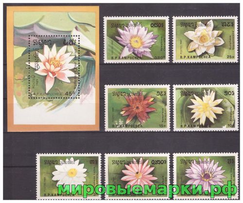Камбоджа 1989 г. Флора Цветы, серия+блок