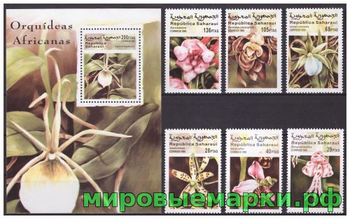 Западная Сахара(САДР) 1999 г. Флора Цветы Орхидеи, серия+блок