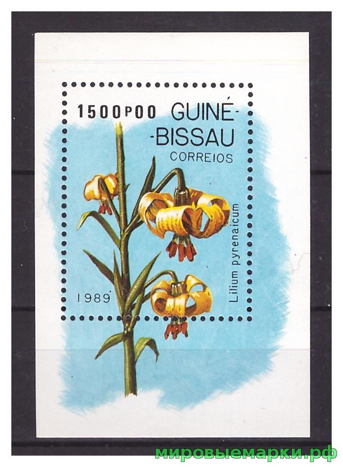 Гвинея-Бисау 1989 г. Флора Цветы, блок