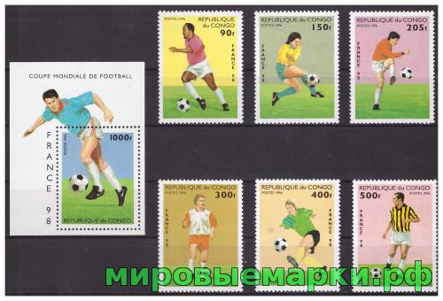 Конго 1996 г. Спорт Футбол ЧМ-98, серия+блок