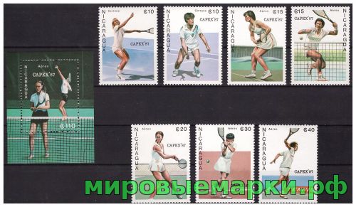 Никарагуа 1987 г. Спорт Большой теннис, серия+блок