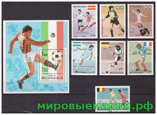 Никарагуа 1986 г. Спорт Футбол ЧМ-86, серия+блок