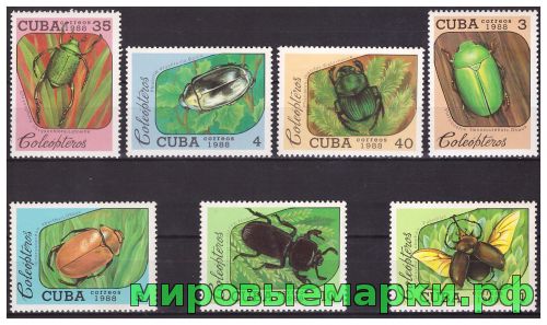 Куба 1988 г. Насекомые Жуки, серия