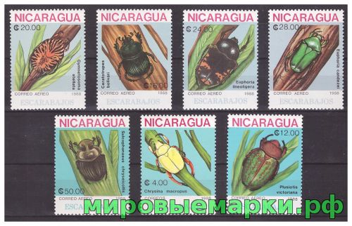 Никарагуа 1988 г. Фауна Насекомые Жуки, серия