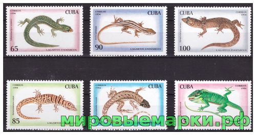 Куба 1994 г. Фауна Рептилии Ящерицы, серия