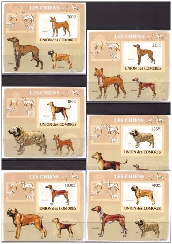 Коморские о-ва 2009 г. № 2135-2140 Фауна. Собаки. 6 люкс-блоков