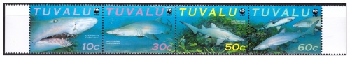 Тувалу 2000 г. № 862-865 Фауна. WWF. Акула. Сцепка