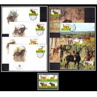 Ангола 1990 г. № 799-802 Фауна. WWF. Чёрная антилопа. Серия+4КПД+4MAXI