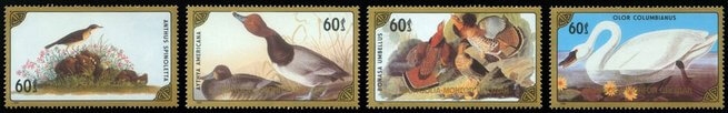 Кликните для увеличения изображения Монголия 1986 г. № 1807-1810. Фауна. Птицы. Серия