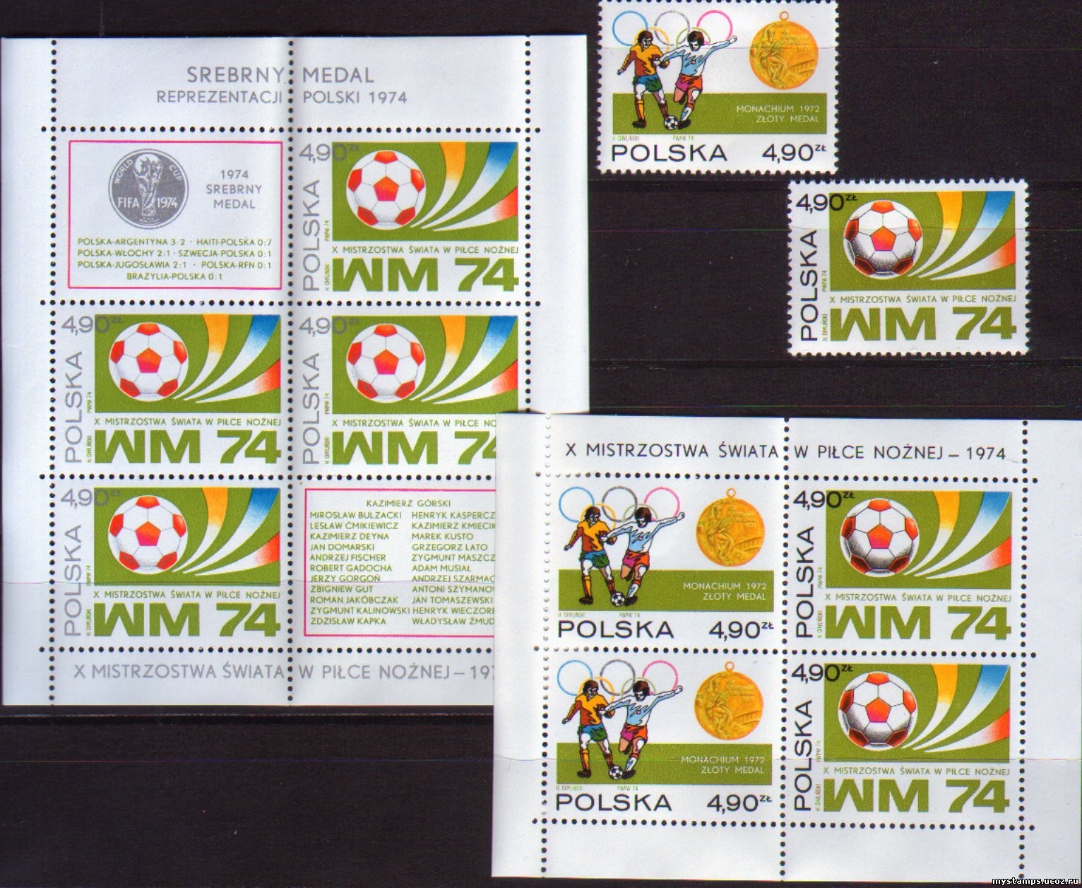 Польша Футбол ЧМ-74 серия+блок+МЛ