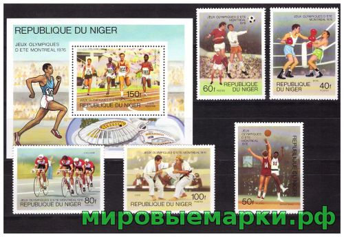 Нигер 1976 г. № 531-535, блок 15. Летние олимпийские игры(Монреаль). Серия+блок