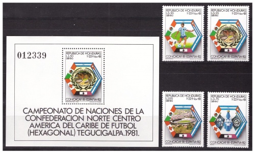 Гондурас 1981 г. № 981-984, блок 34. Футбол. Чемпионат мира(Испания). Серия+блок