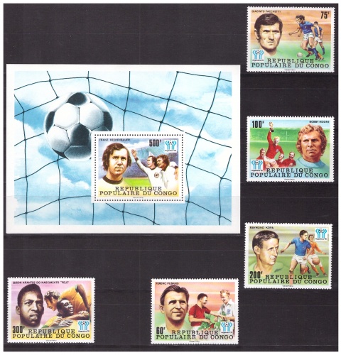 Конго 1978 г. № 614-618, блок 15. Футбол. Чемпионат мира(Аргентина). Серия+блок