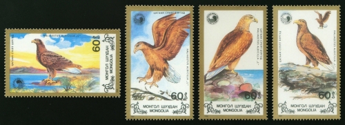 Монголия 1988 г. № 1991-1994. Фауна. Птицы. Белый орёл. Серия
