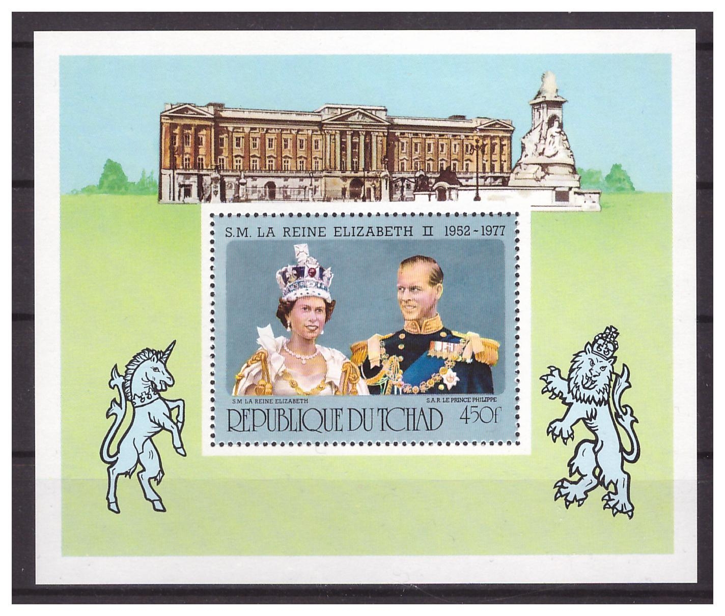 Чад 1977 г. № 783(блок 69). 25 лет коронации Королевы Елизаветы II. Блок