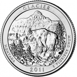 США 2011 г. 25 центов(квотер). № 07. Монтана. Национальный парк Глейшер(D)