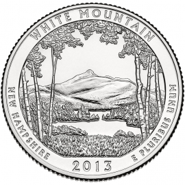 США 2013 г. 25 центов(квотер). № 16. Нью-Гэмпшир. Национальный лес Белые горы(D)