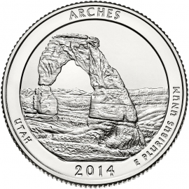 США 2014 г. 25 центов(квотер). № 23. Юта. Национальный парк Арчес(D)